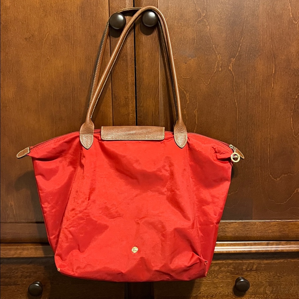 Longchamp Red Tote with Brown Handles - Picture 2 of 4